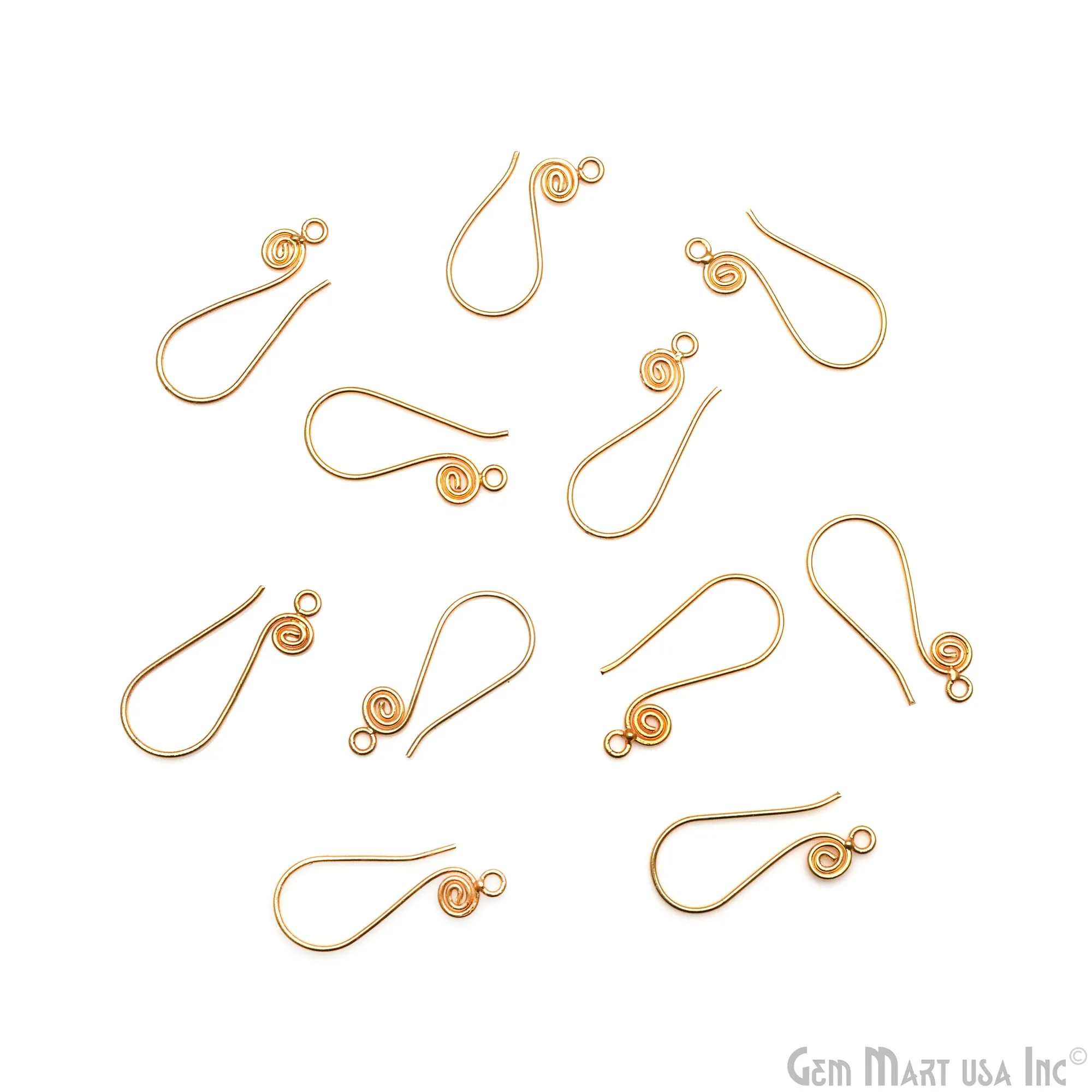 10 Pair Lot Gold Plated 31x13mm Earring Gold Fishhook Earwires