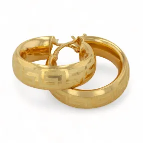 10K Yellow Gold Greek Style Hoops Earrings - 226159