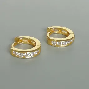 14 mm gold huggie hoops | CZ hoops | Gold plated hoops | Sterling silver hoops | Crystal hoops | Minimalist hoops | Tiny gold hoop | E868