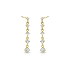 14k 5 Linked Graduated Prong Diamond Drop Earrings