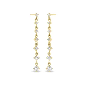 14k 7 Linked Graduated Prong Diamond Drop Earrings