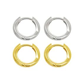 14K Gold Plated And Silver Plated Set Of Huggie Hoop Earrings