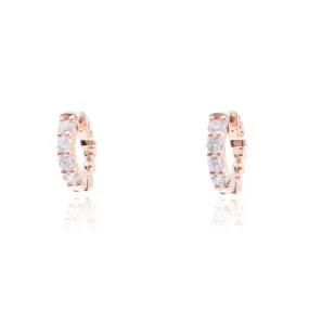 14K ROSE GOLD HINGED HUGGIE HOOP EARRINGS 1.48CTW