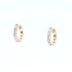 14K YELLOW GOLD HINGED HUGGIE HOOP EARRINGS 1.00CTW