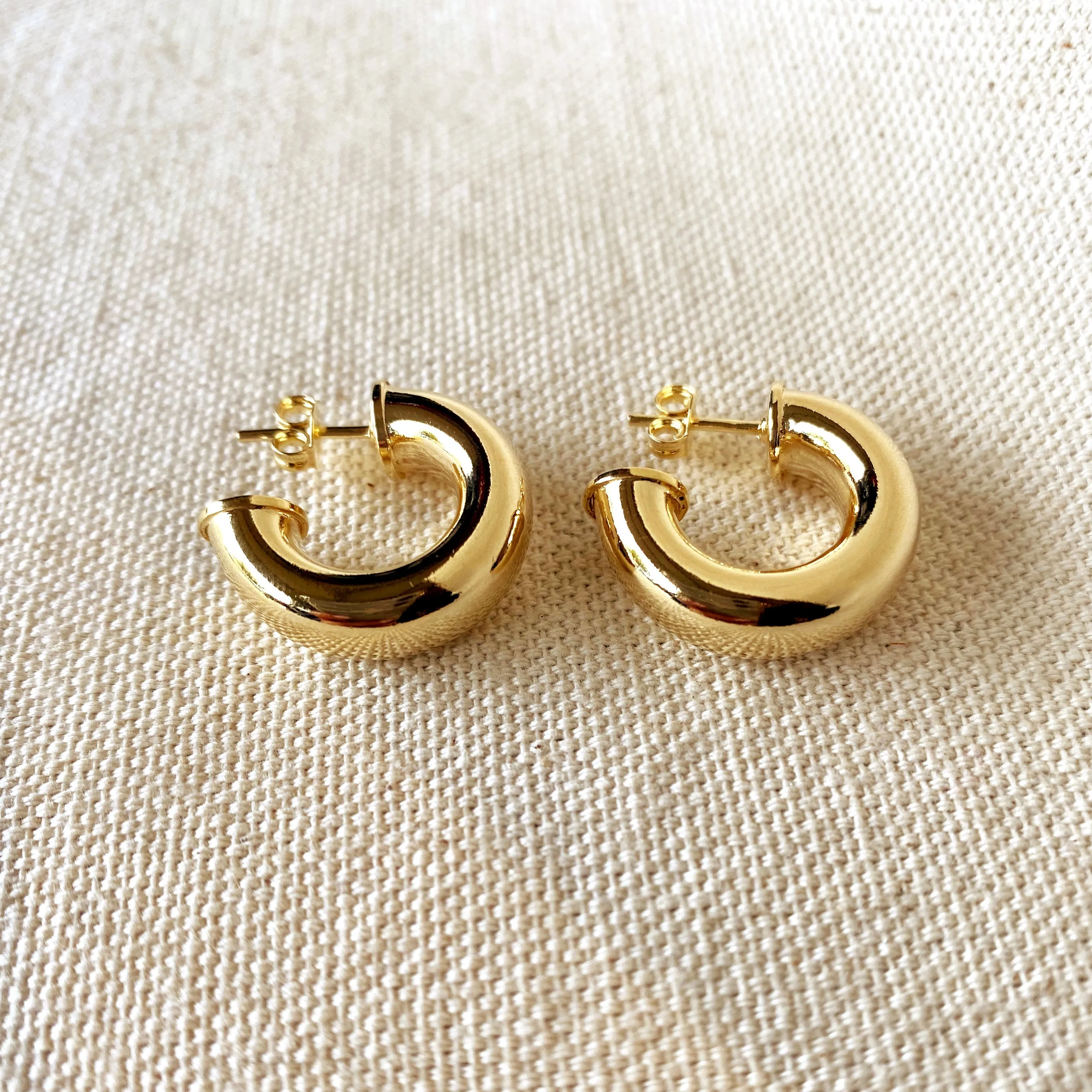 18k Gold Filled Chubby Half-Hoop Earrings