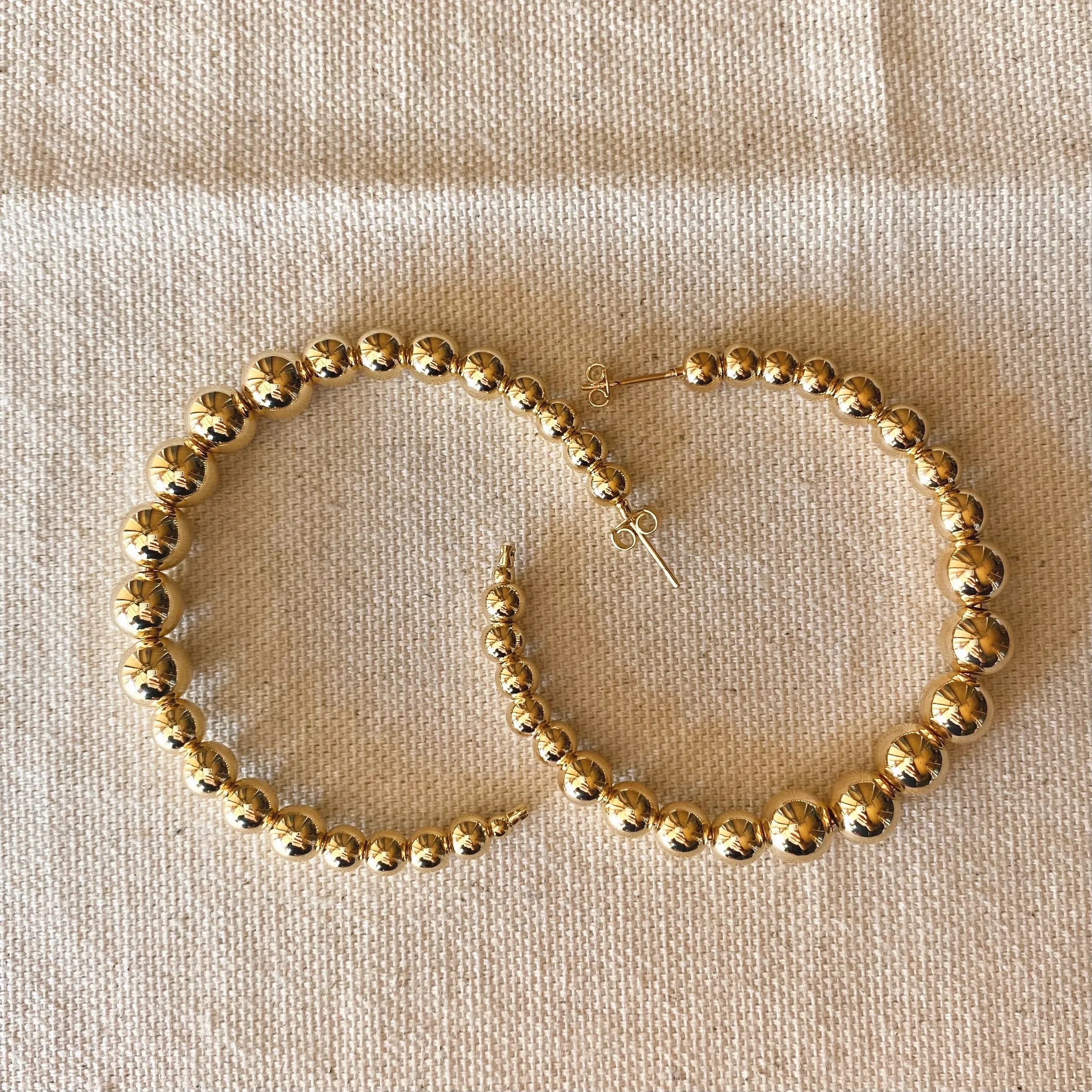 18k Gold Filled Gradient Beaded C Hoop Earrings