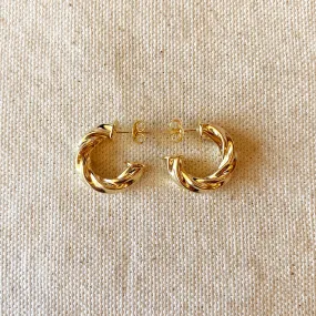 18k Gold Filled Twisted C- Hoop