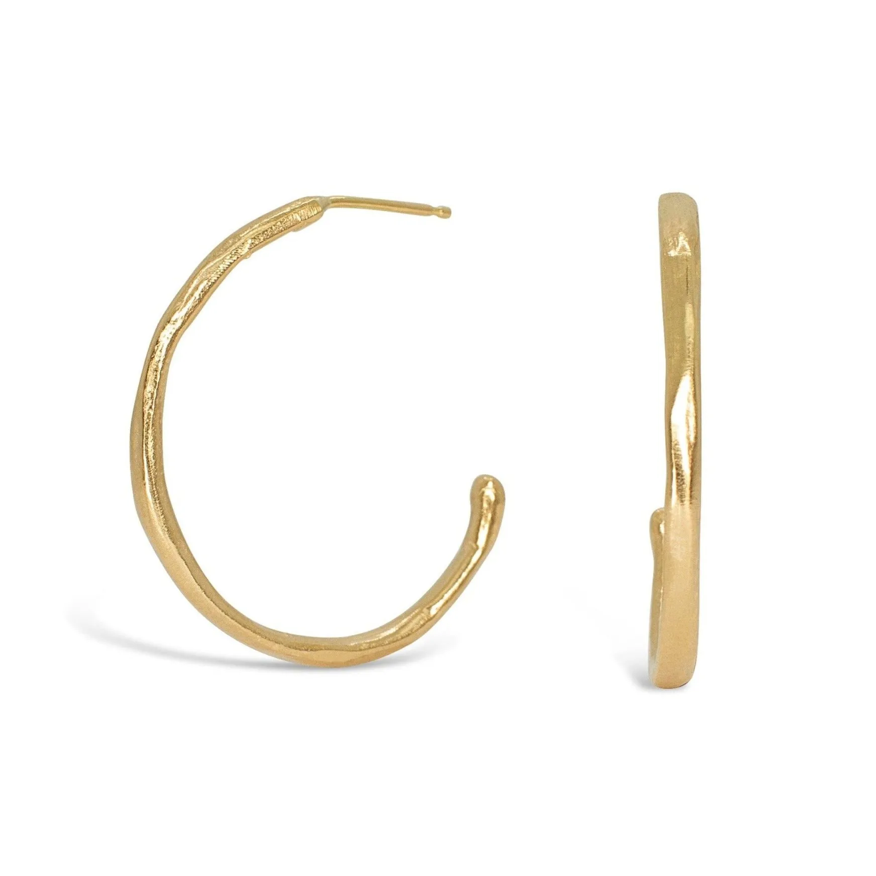 18K Organic Hammered Hoops Large