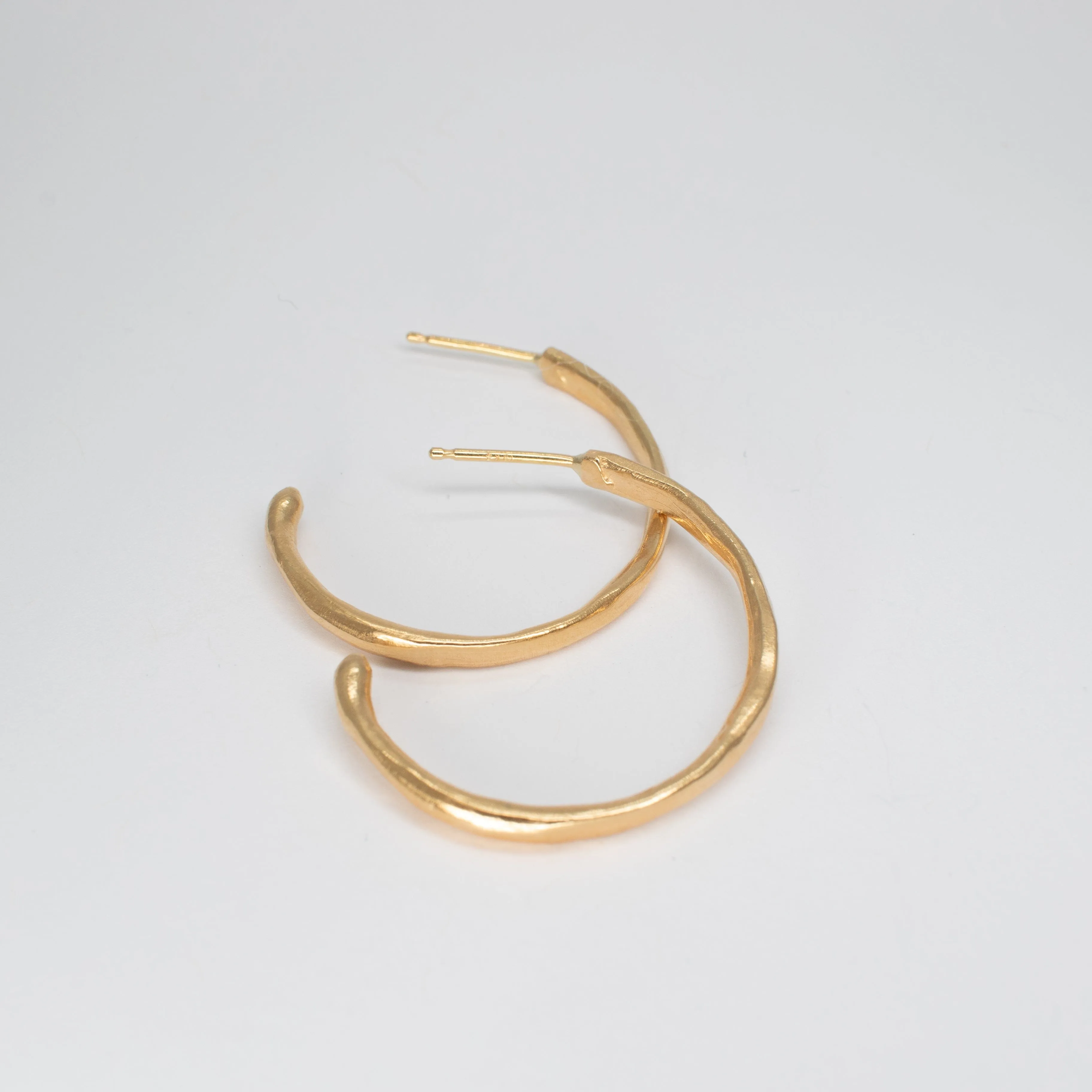 18K Organic Hammered Hoops Large