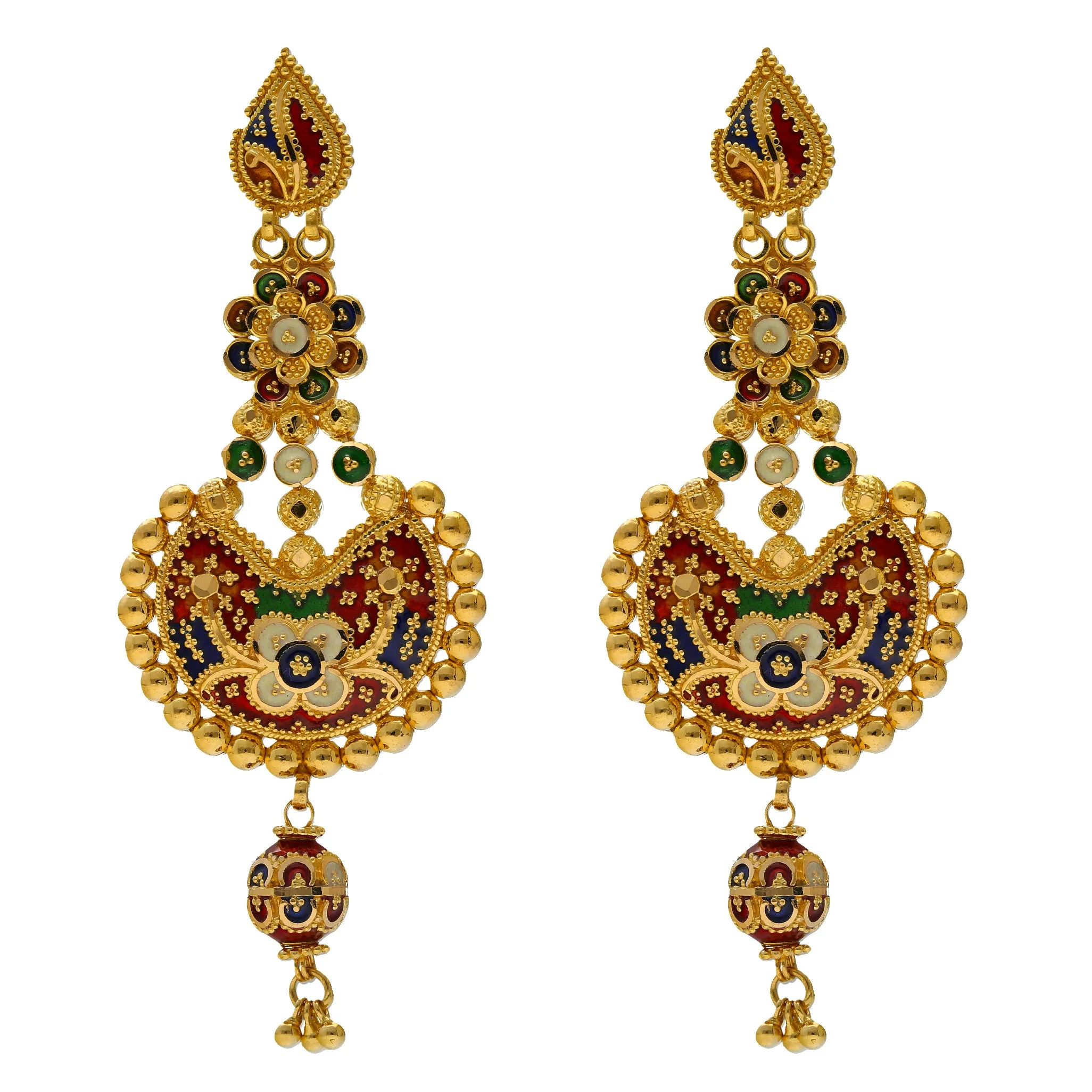 22K Gold Meenakari Jewelry Set (87.8gm)