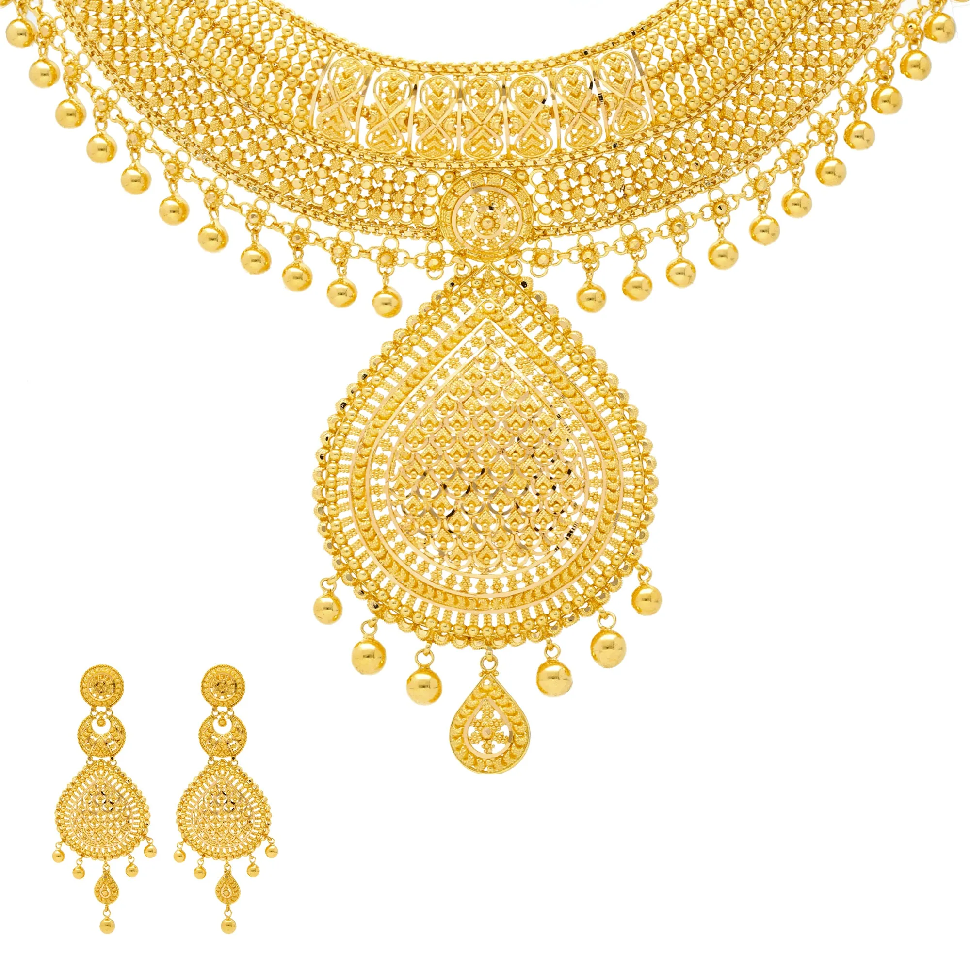 22K Yellow Gold Beaded Jewelry Set (118.1gm)