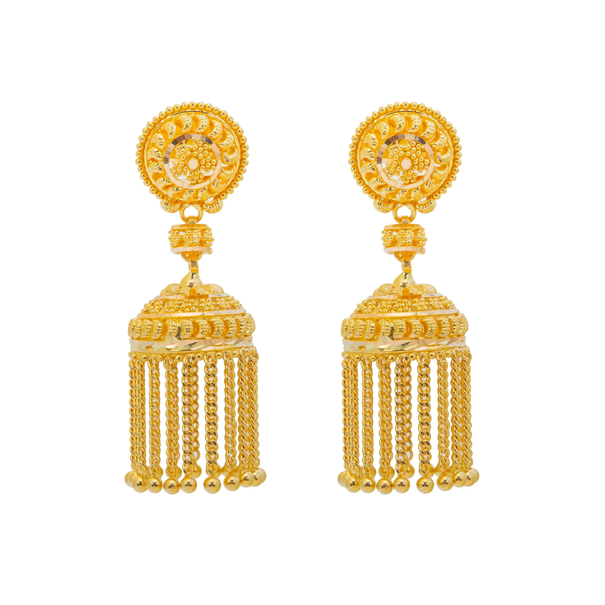 22K Yellow Gold Jhumki Jewelry Set (80.5gm)