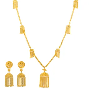 22K Yellow Gold Jhumki Jewelry Set (80.5gm)