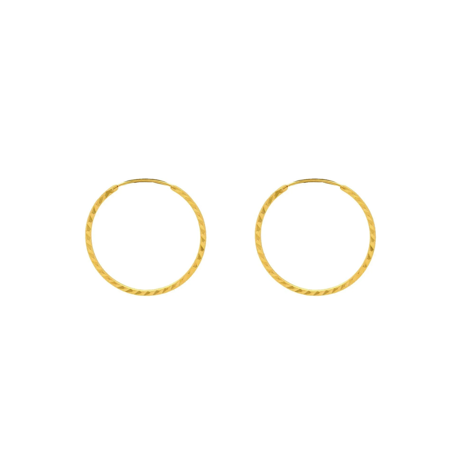 22K Yellow Gold Thin Hoops, 2.2 Grams