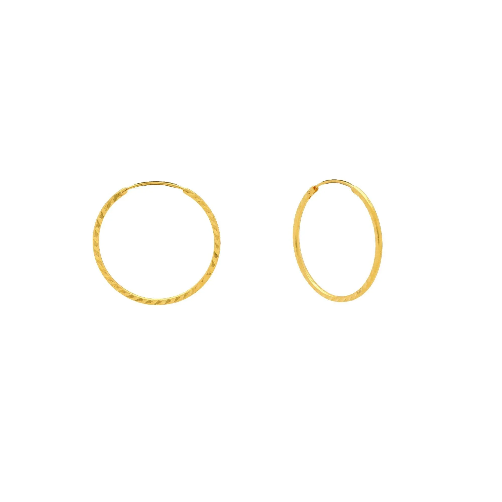 22K Yellow Gold Thin Hoops, 2.2 Grams