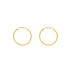 22K Yellow Gold Thin Hoops, 2.2 Grams