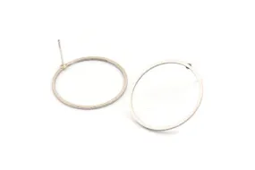 25mm Circle Earring, 6 Antique Silver Plated Brass Circle Stud Earrings (25x1x1mm) A3769 A5548