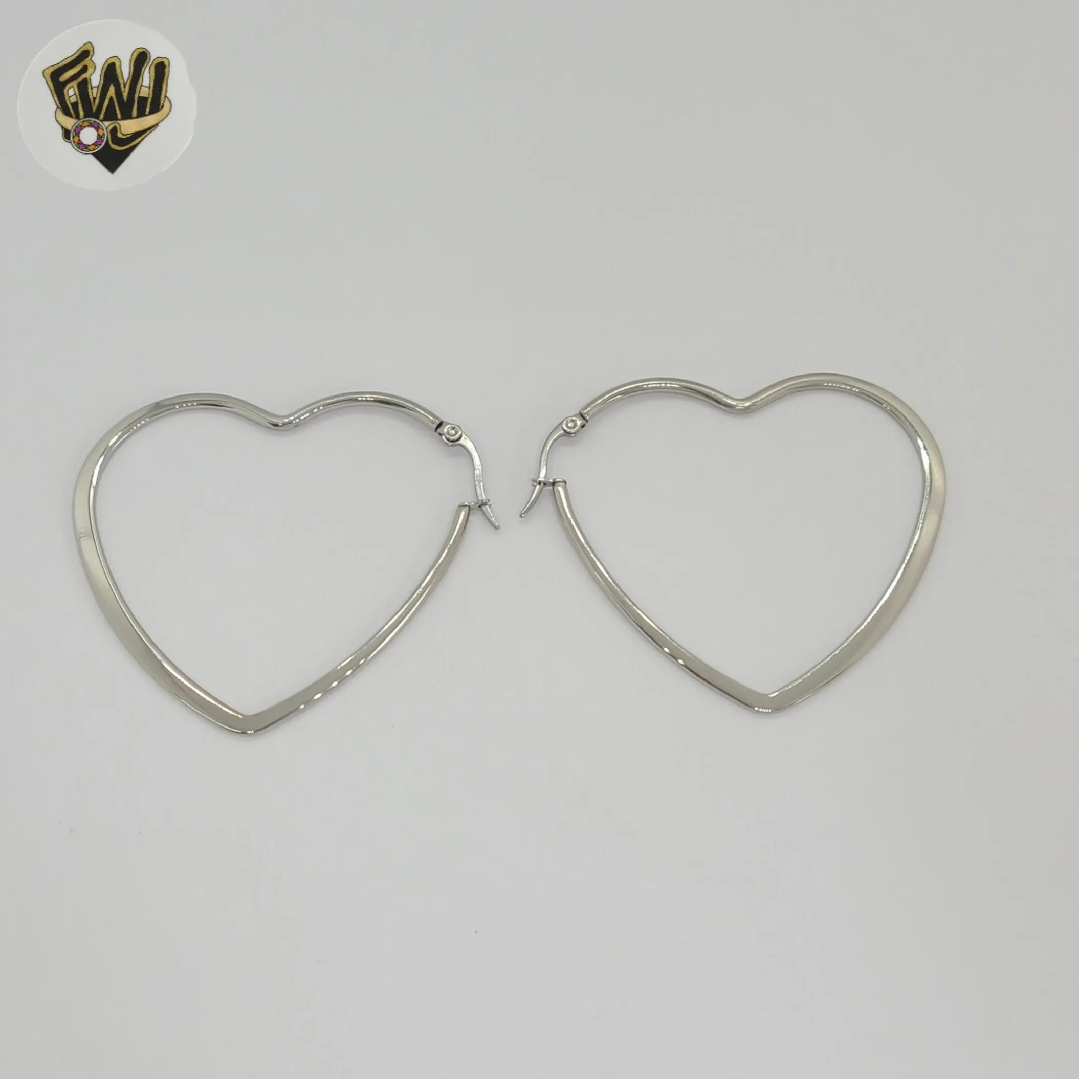 (4-2176) Stainless Steel - Plain Heart Hoops.