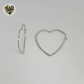 (4-2176) Stainless Steel - Plain Heart Hoops.