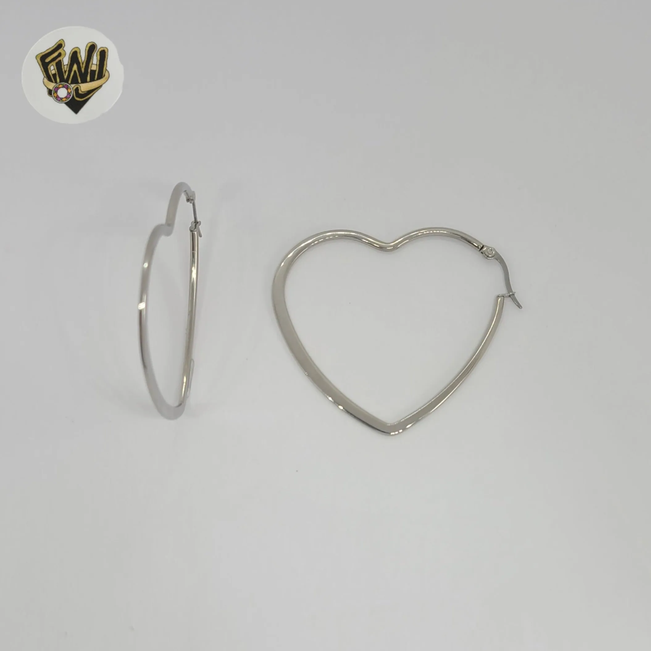 (4-2176) Stainless Steel - Plain Heart Hoops.