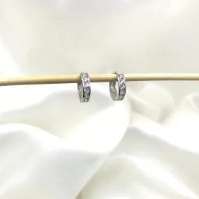 925 Sterling Silver Single Row CZ Huggies- 3 Sizes