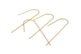 Alloy Earring Wires, 12 Alloy Brass Plated Earring Wires (60x0.75mm) D0145