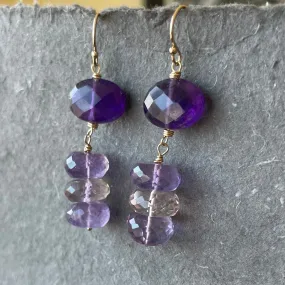 Amethyst and Ametrine Dangle Earrings OOAK