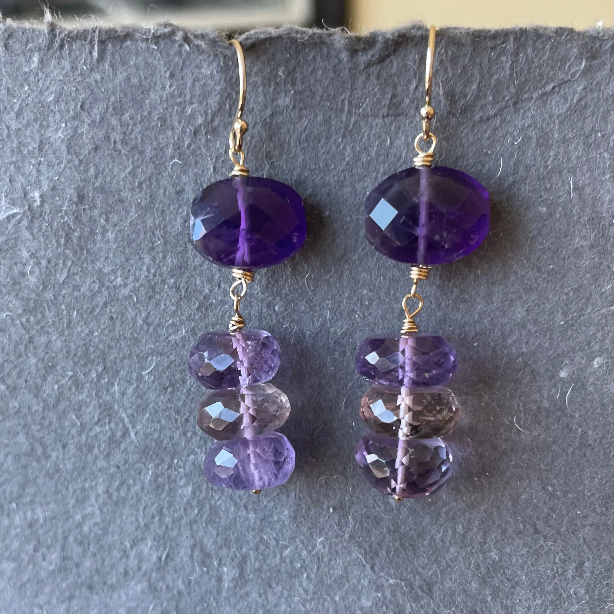 Amethyst and Ametrine Dangle Earrings OOAK