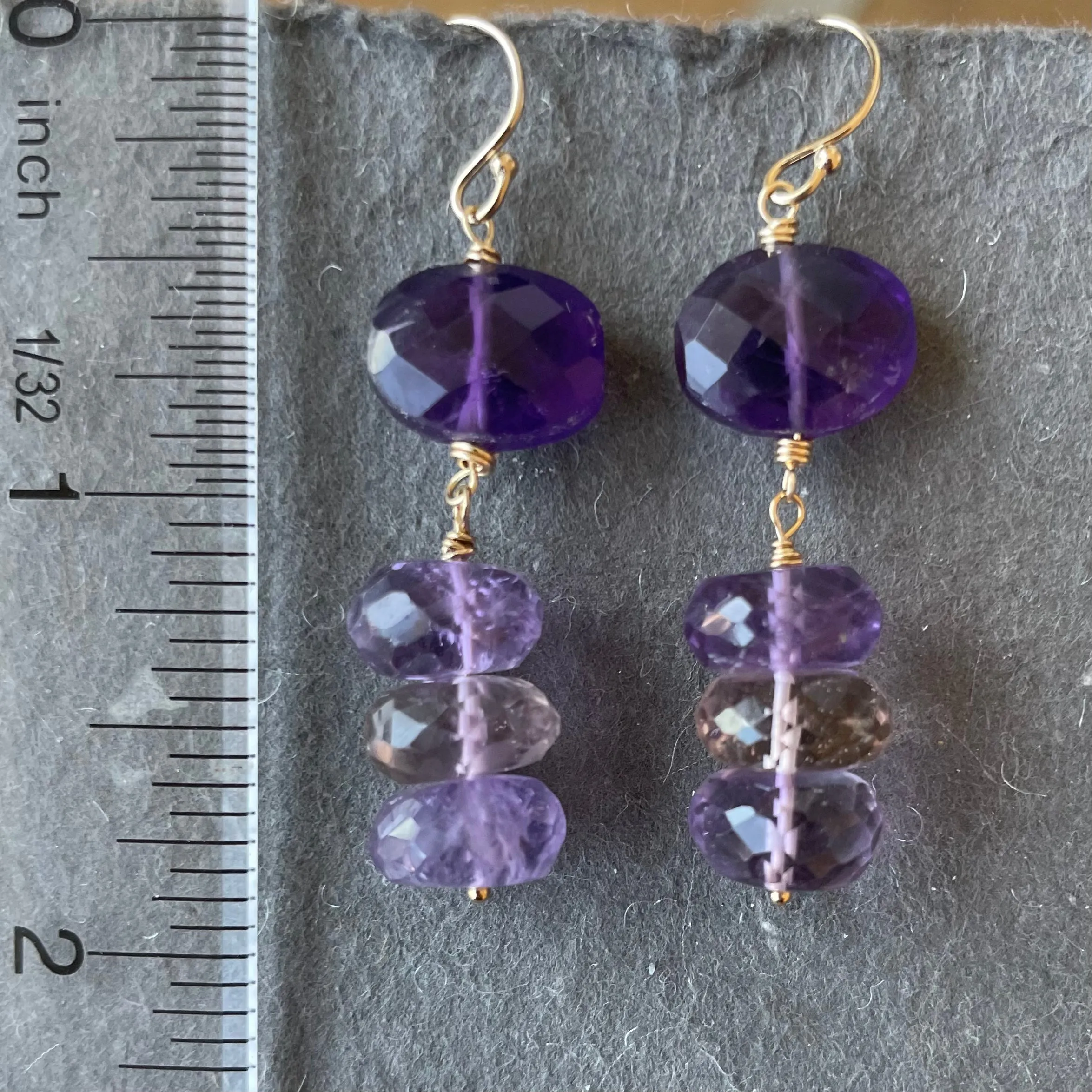 Amethyst and Ametrine Dangle Earrings OOAK