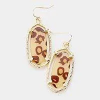 Animal Print Hexagon Earrings