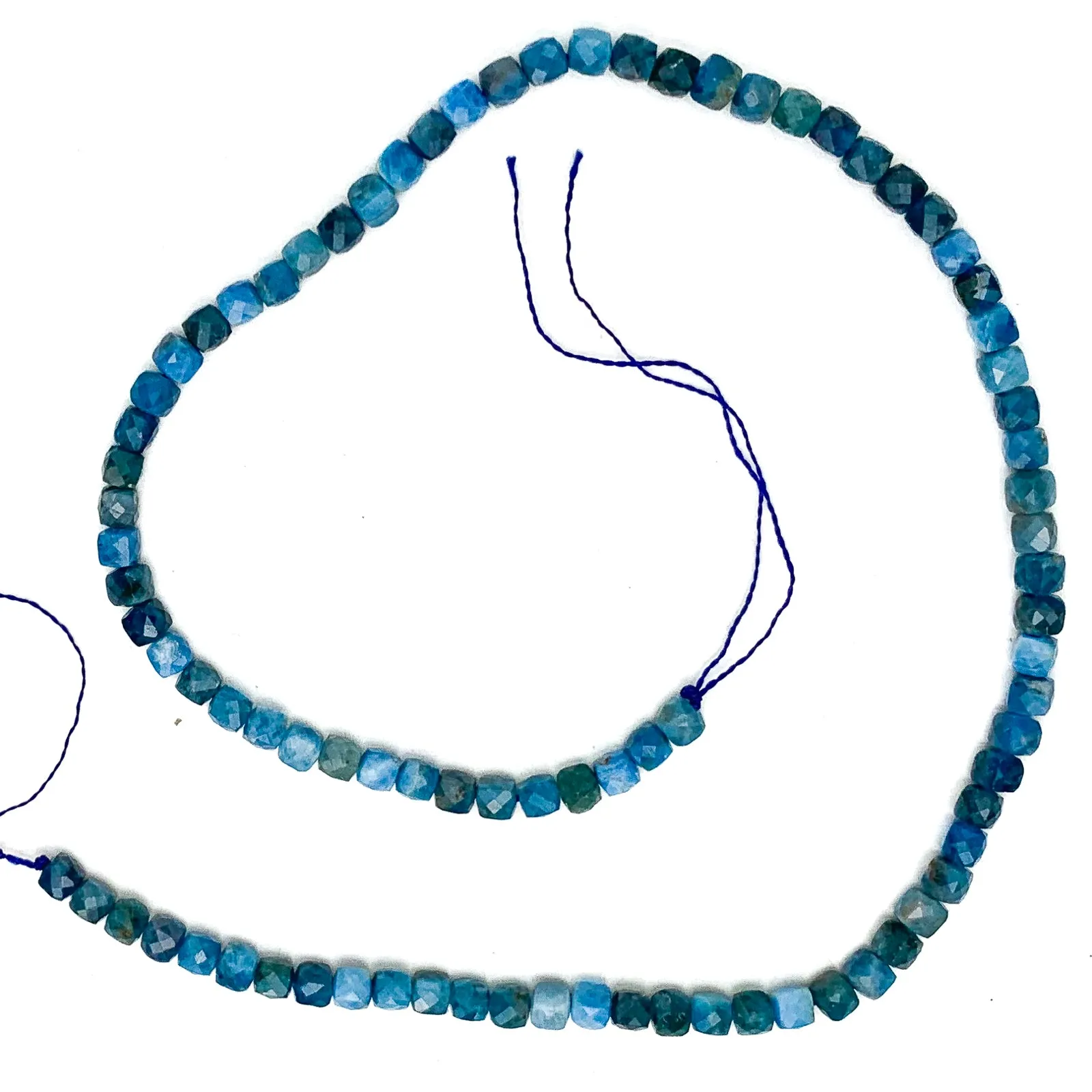 Apatite 4.5mm Faceted Cubes Bead Strand