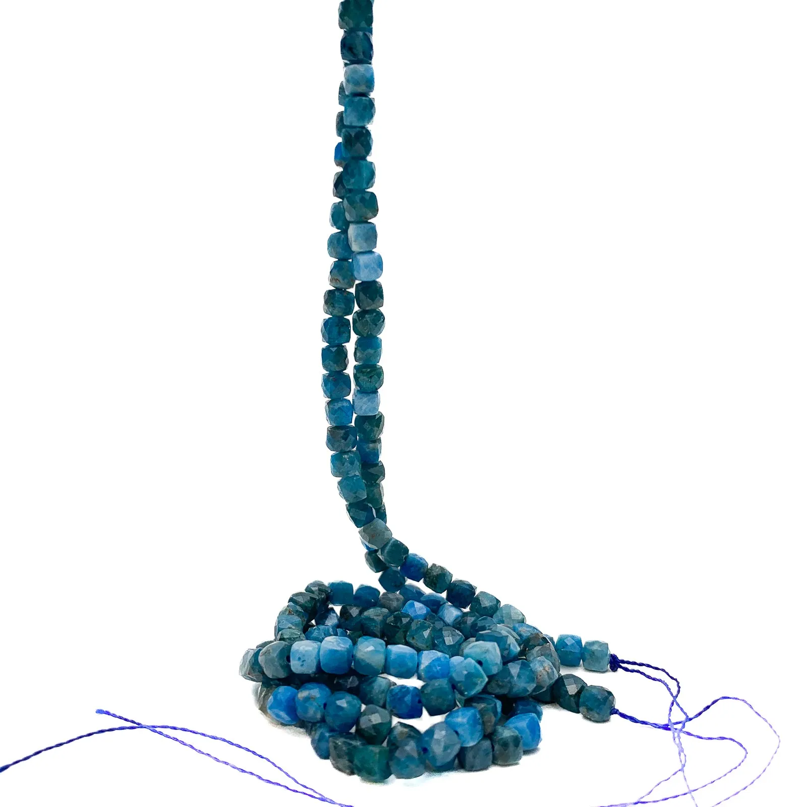 Apatite 4.5mm Faceted Cubes Bead Strand