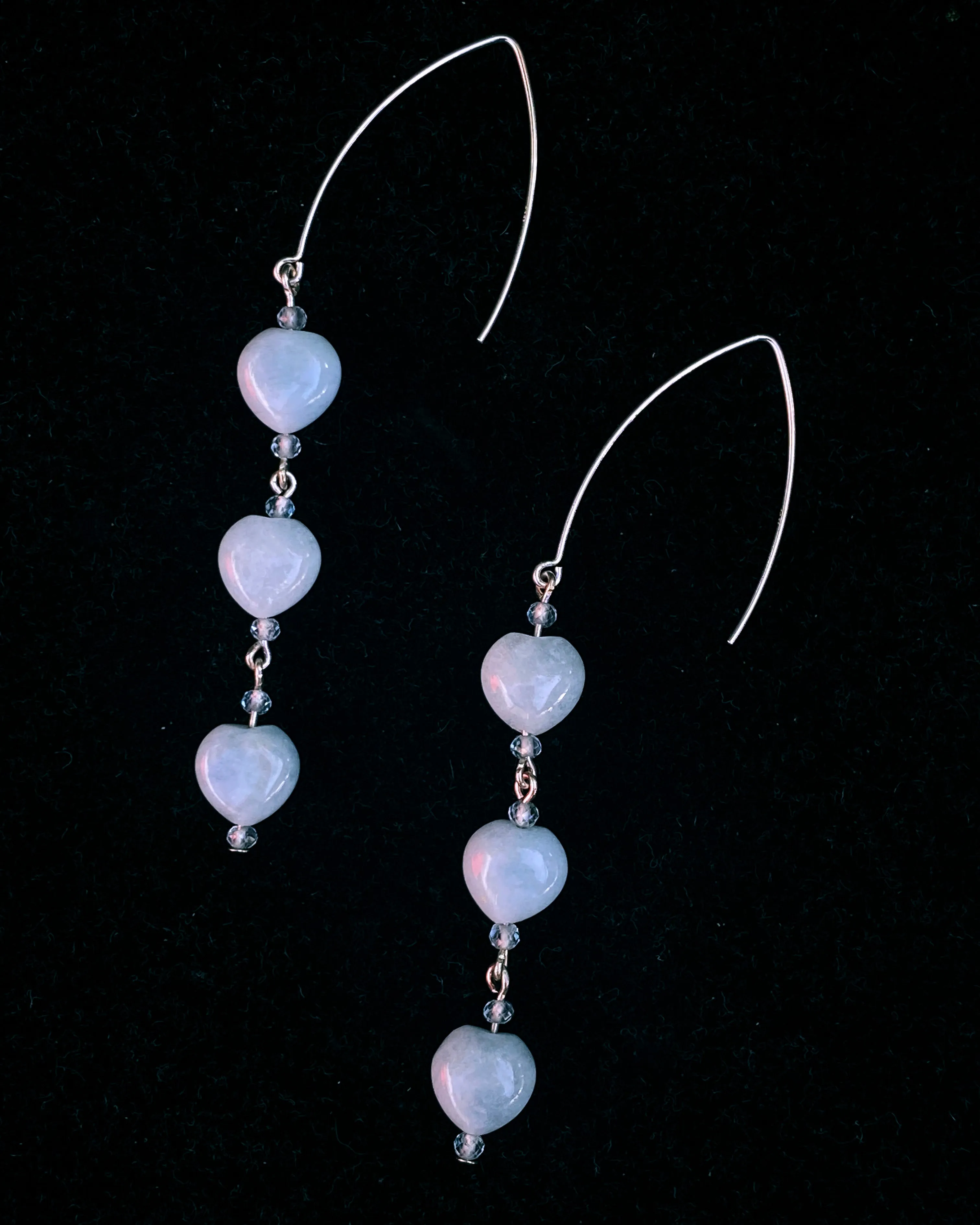 Aquamarine Heart Dangle Earrings