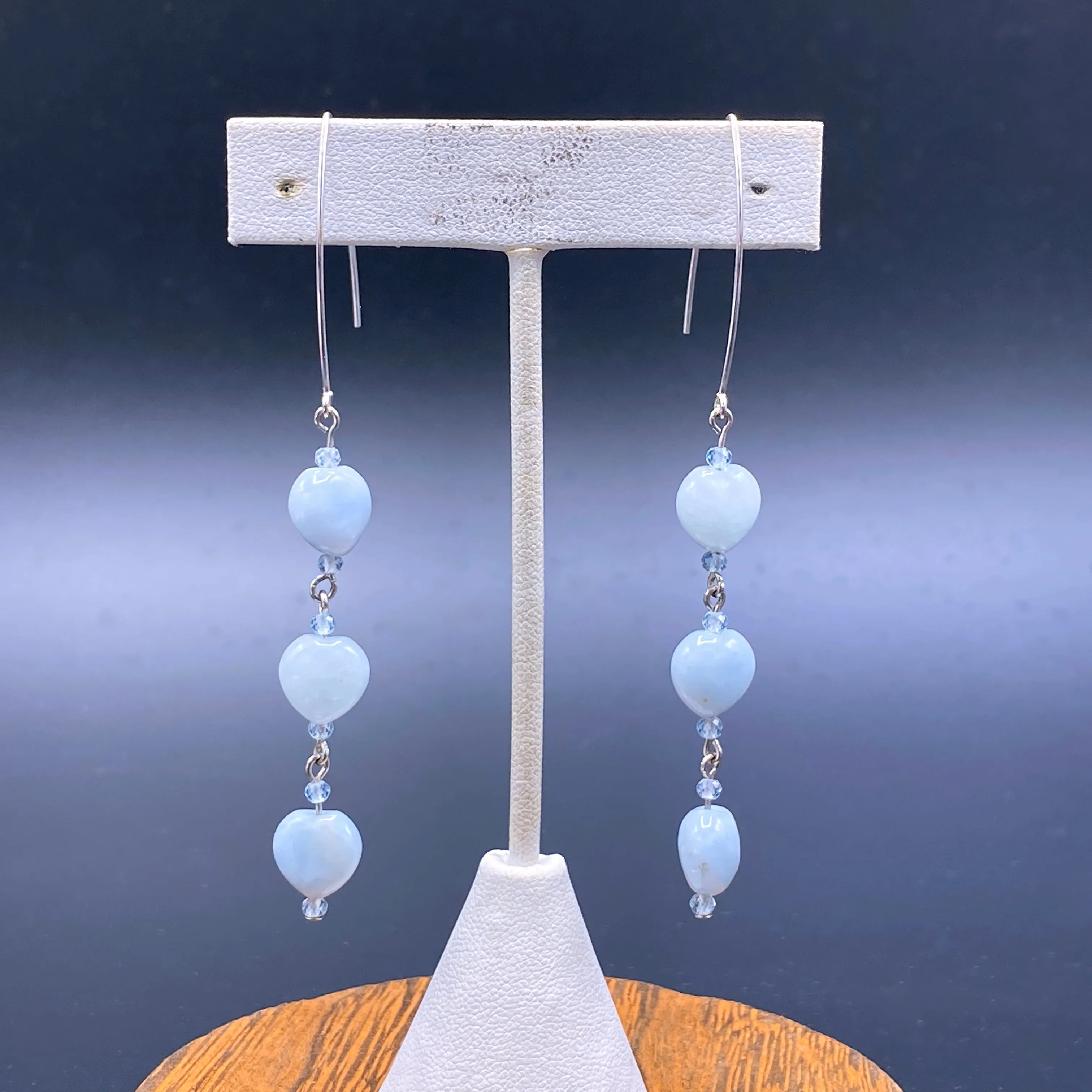 Aquamarine Heart Dangle Earrings