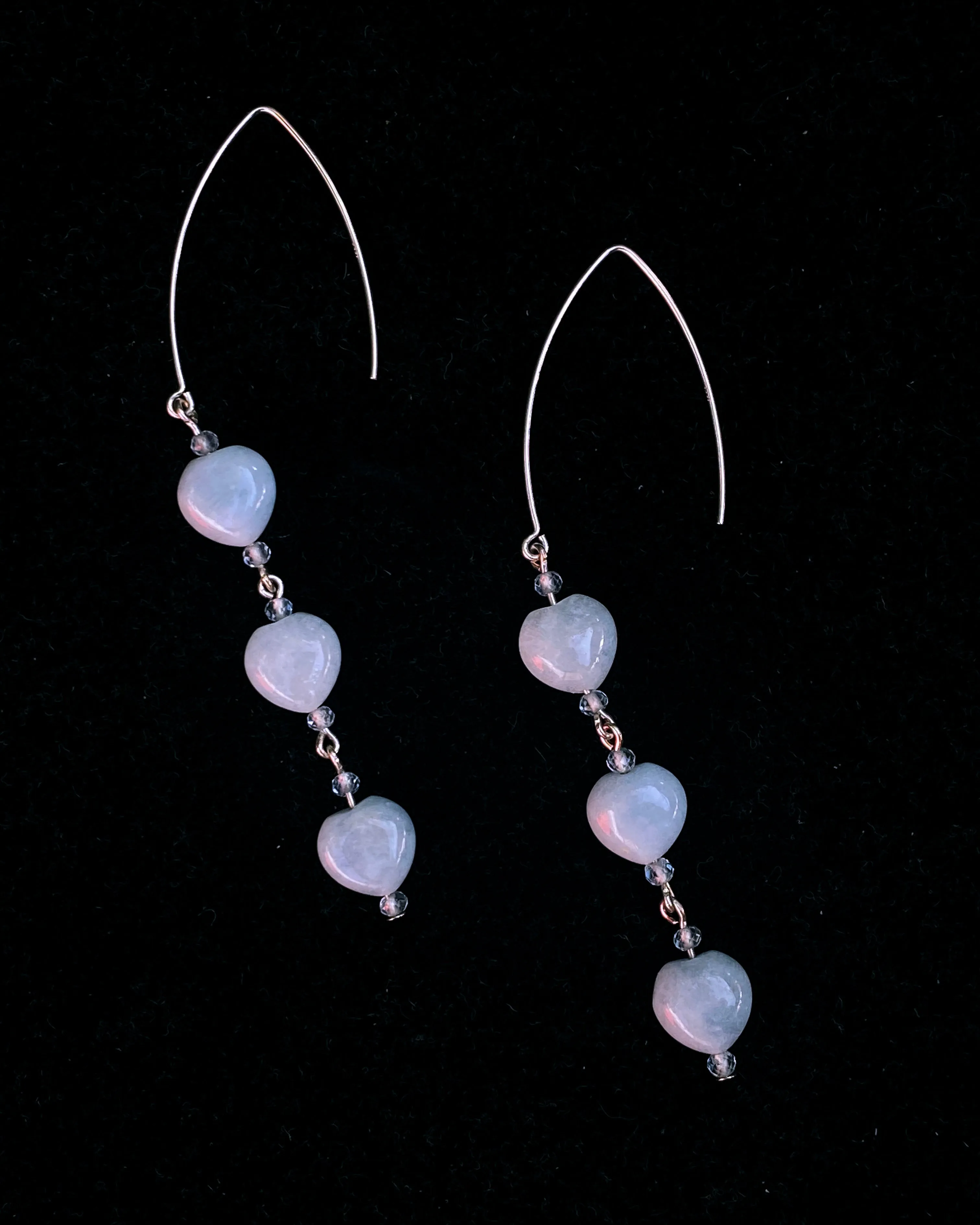 Aquamarine Heart Dangle Earrings