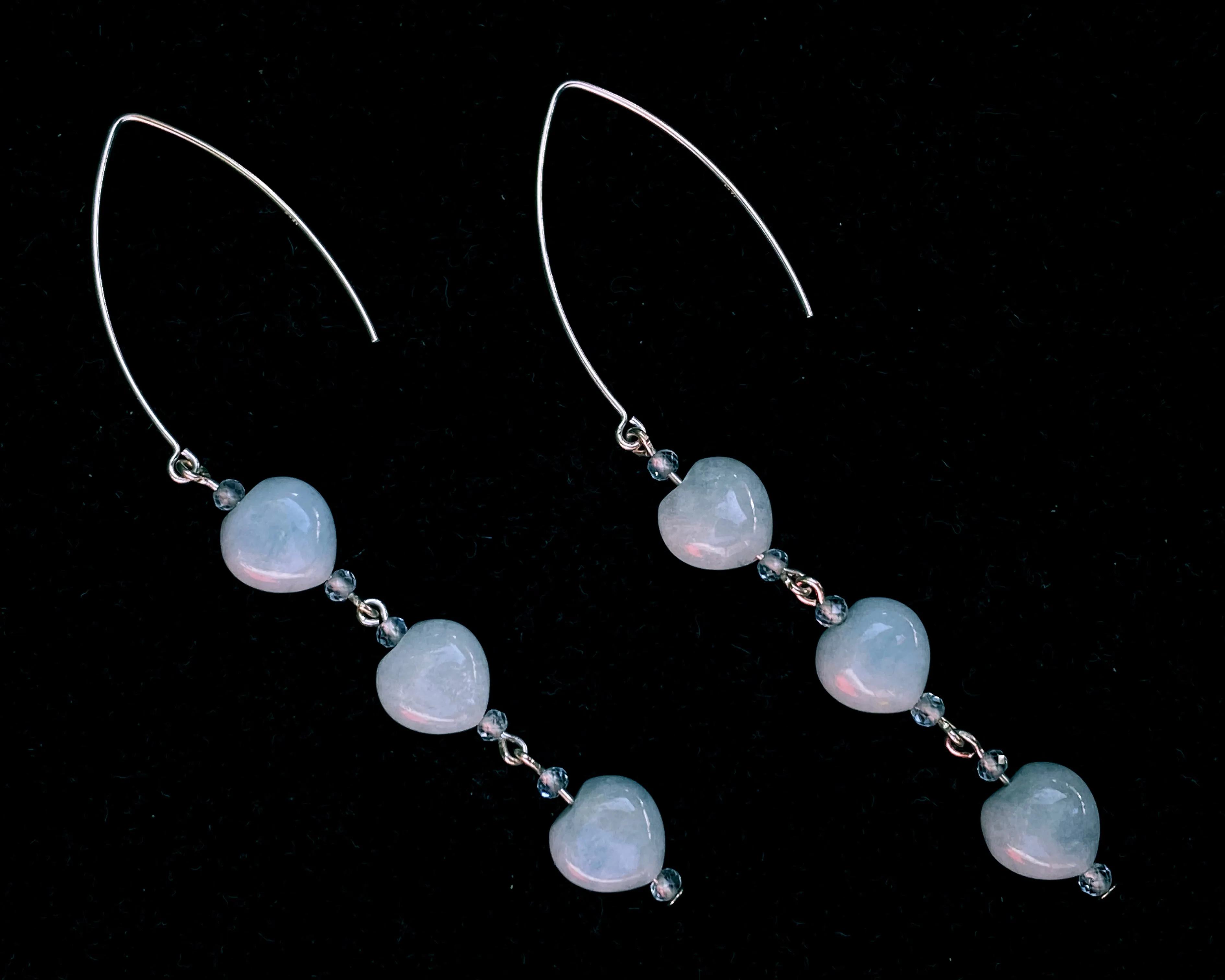 Aquamarine Heart Dangle Earrings