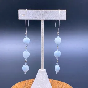 Aquamarine Heart Dangle Earrings