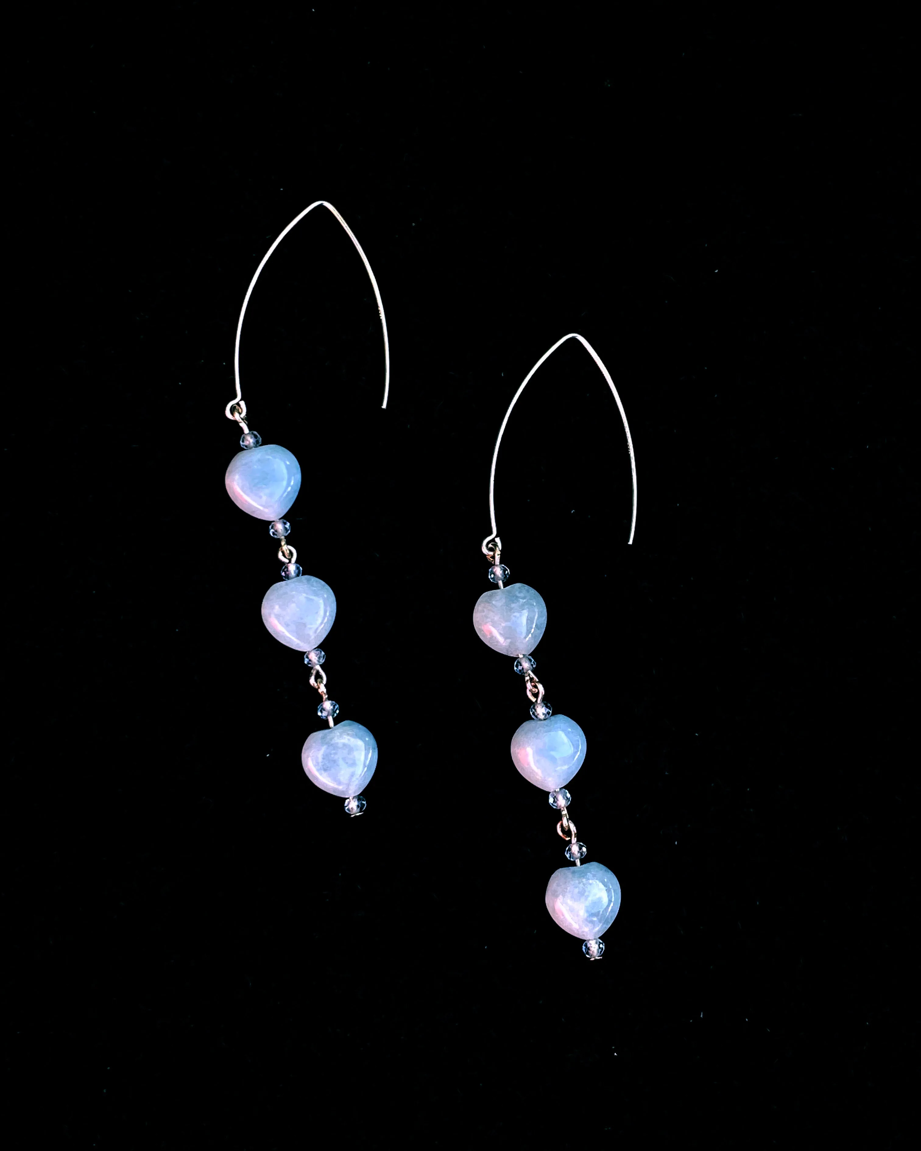 Aquamarine Heart Dangle Earrings