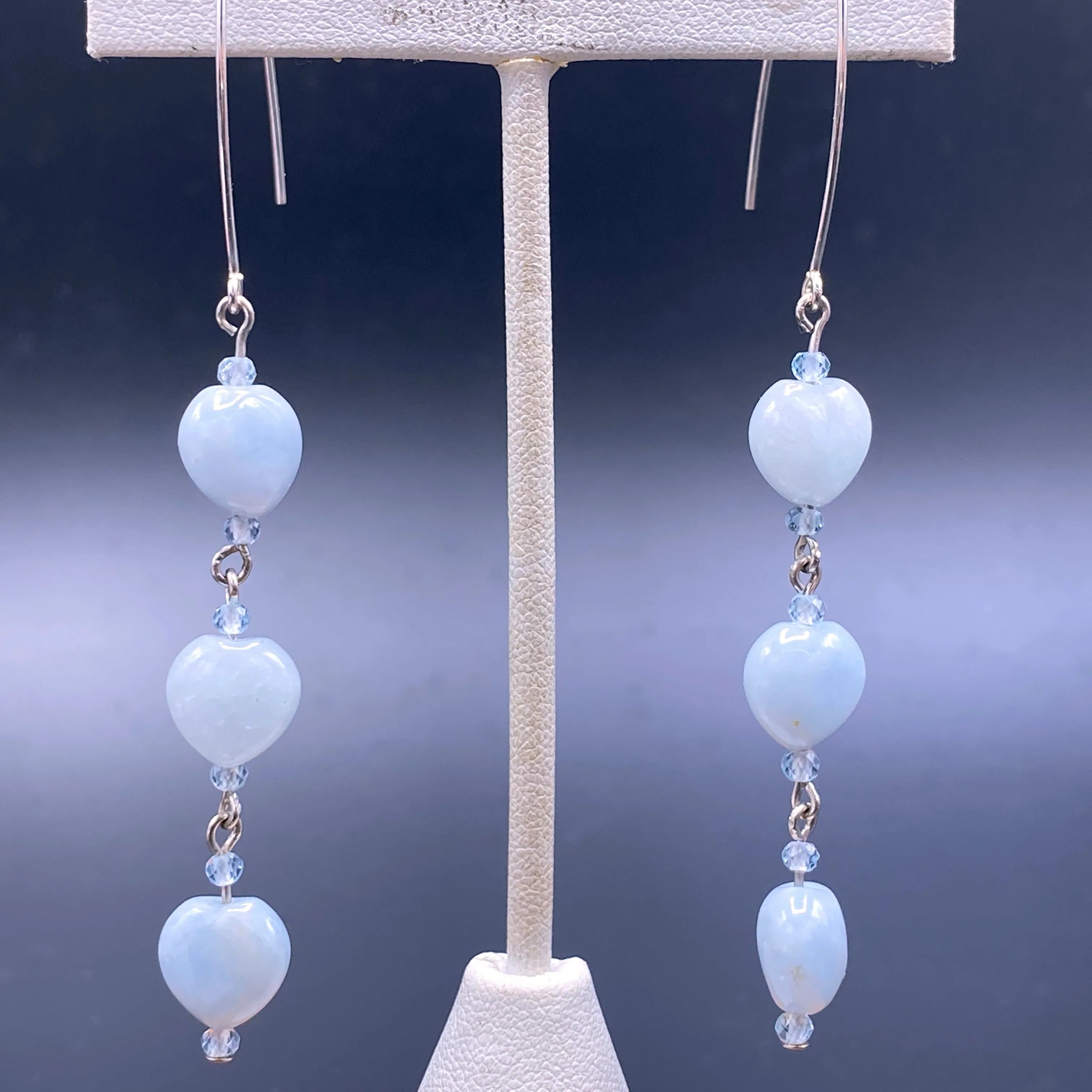 Aquamarine Heart Dangle Earrings