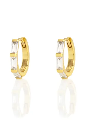 Baguette huggie hoop earrings