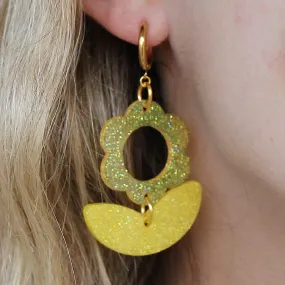 Banana Crème and Sun Julie Huggie Earrings