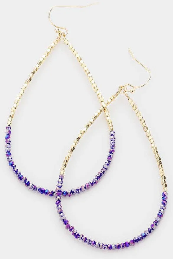 Beaded Open Teardrop Dangle Earrings