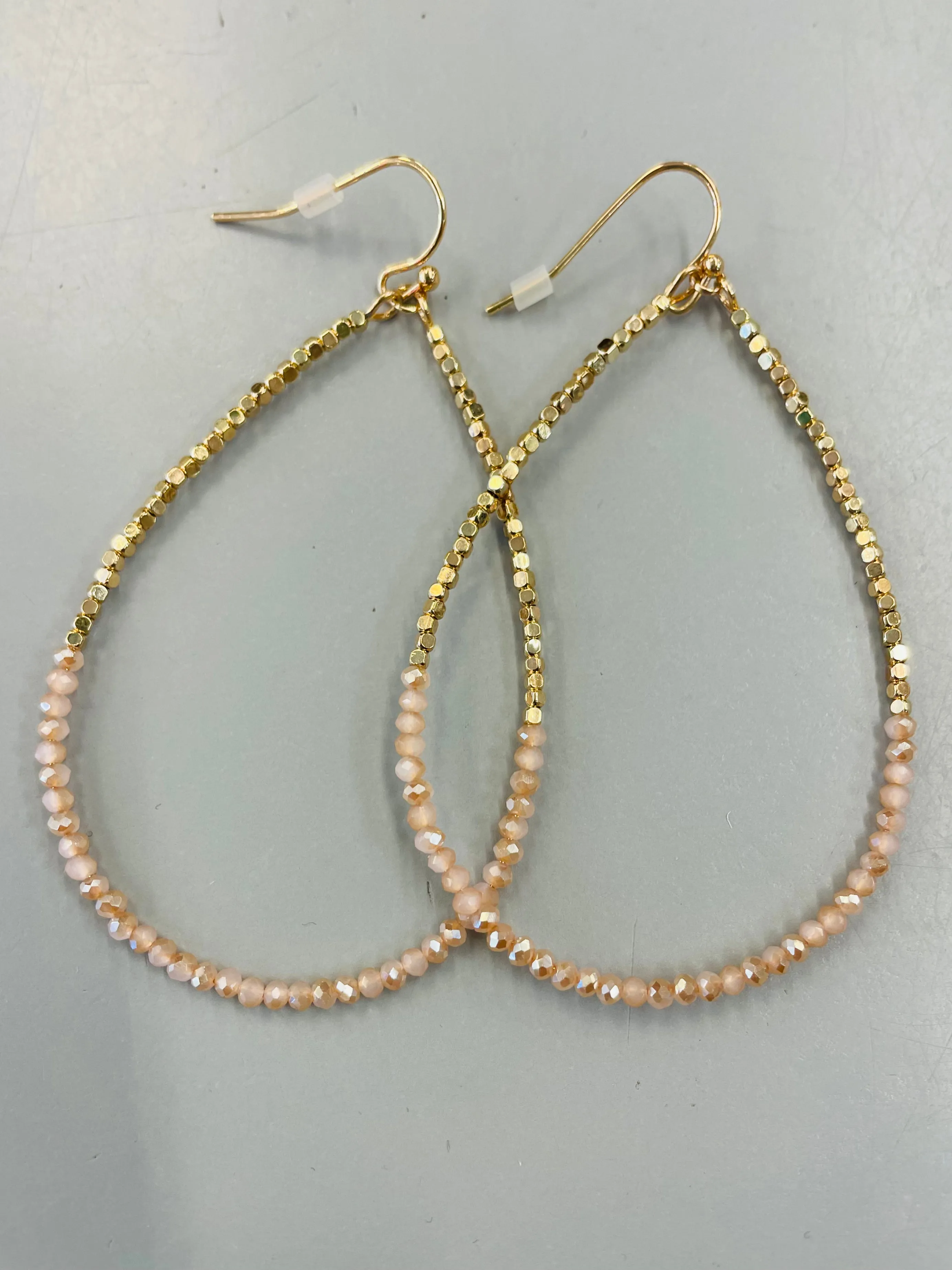 Beaded Open Teardrop Dangle Earrings