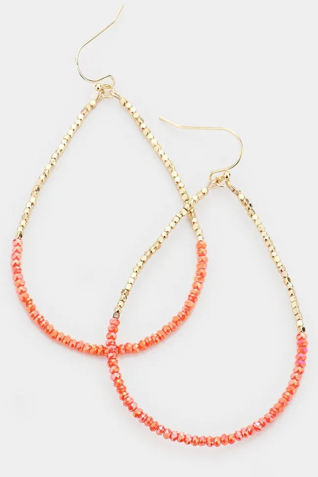 Beaded Open Teardrop Dangle Earrings