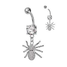 Belly Ring - Spider - Clear Dangle