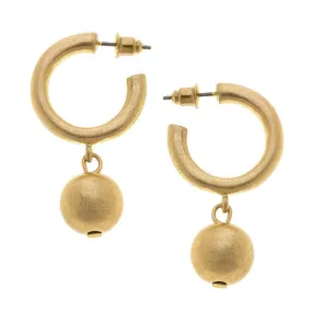 Beth Drop Hoop Earrings in Worn Gold Canvas Style