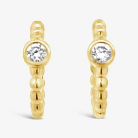 Bezel & Bead 0.10CT Diamond Huggie Earrings