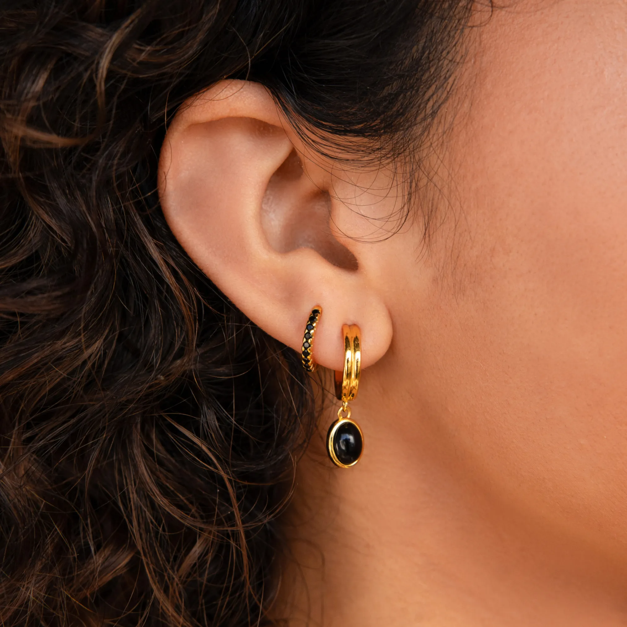 Black Onyx Hoops Bundle