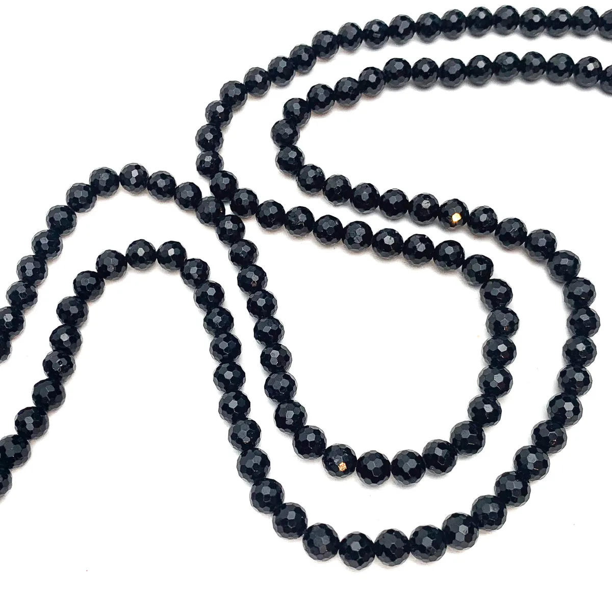 Black Spinel 6mm Faceted Rounds Bead Strand