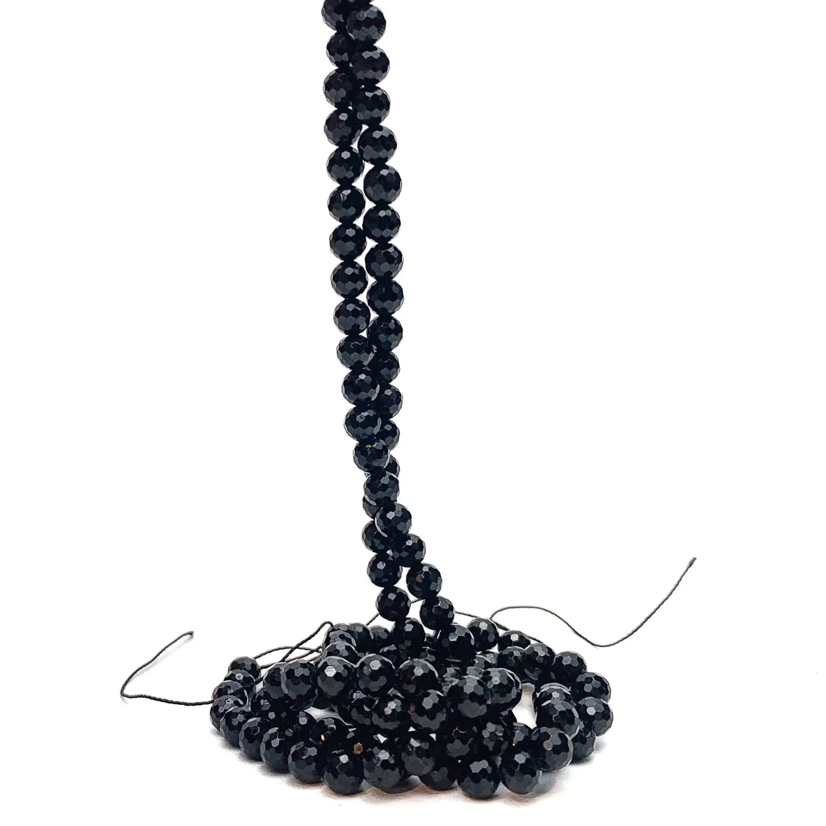 Black Spinel 6mm Faceted Rounds Bead Strand